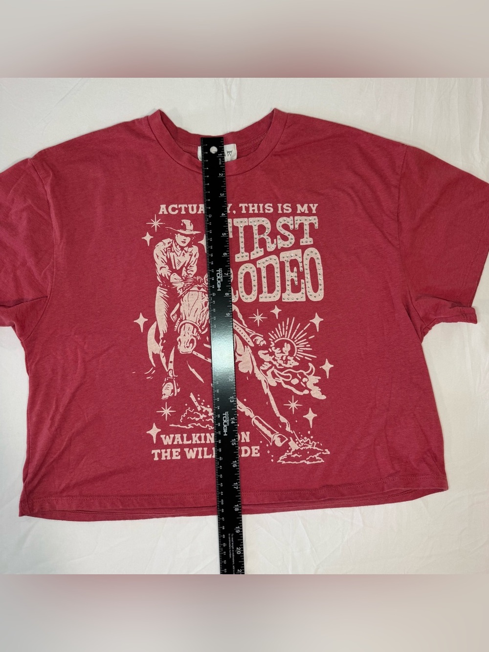 Outlaw First Rodeo Western Graphic Tee Rhinestone Cowboy Size M - Picture 5 of 5